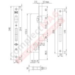 Замок дверной с роликом и падающим ригелем KALE 255-25 (AL)